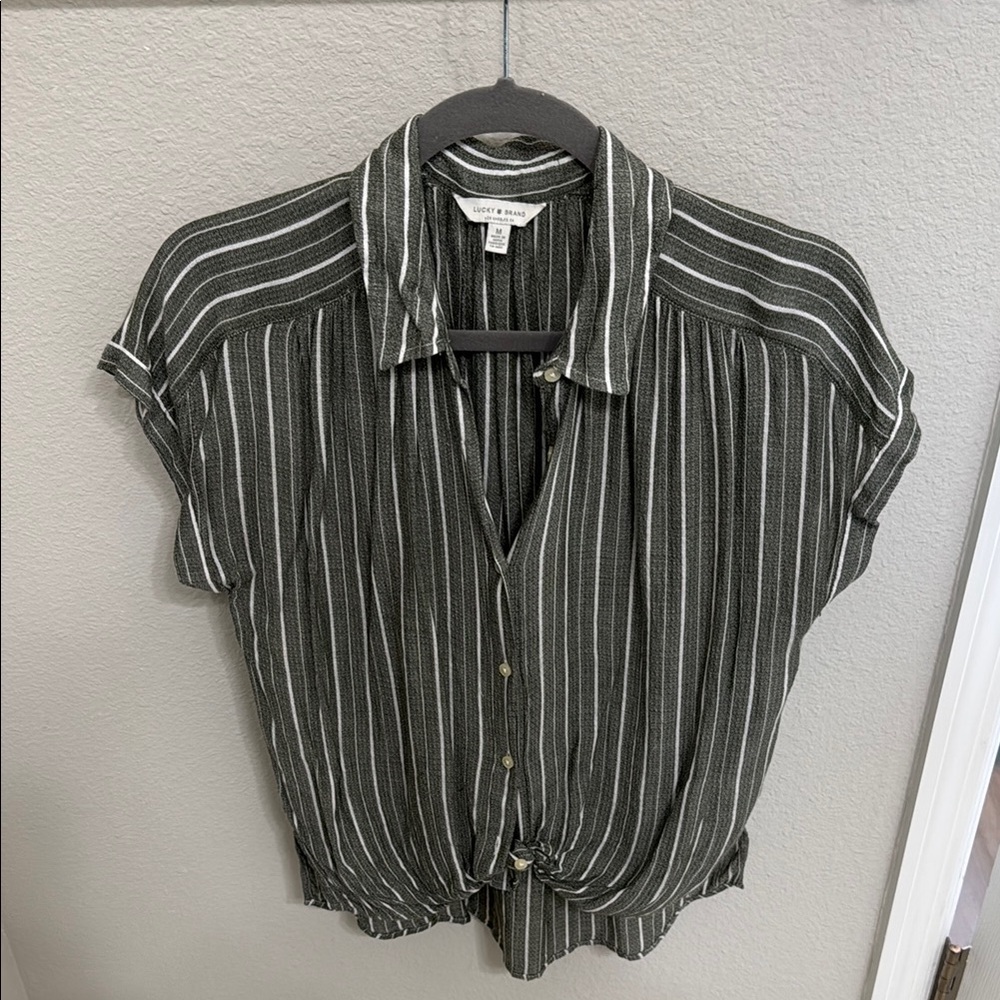Lucky Brand Striped Blouse - Green and White